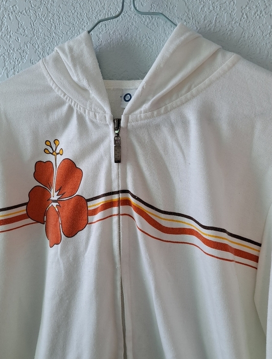 stitch trend Tops - White Hawaiian Floral Zip-Up Hoodie
